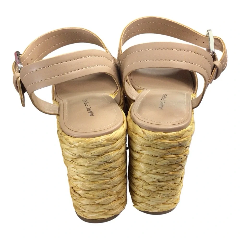 Marc Fisher Tan Wedge Sandals with Jute Platform NWT size 8.5